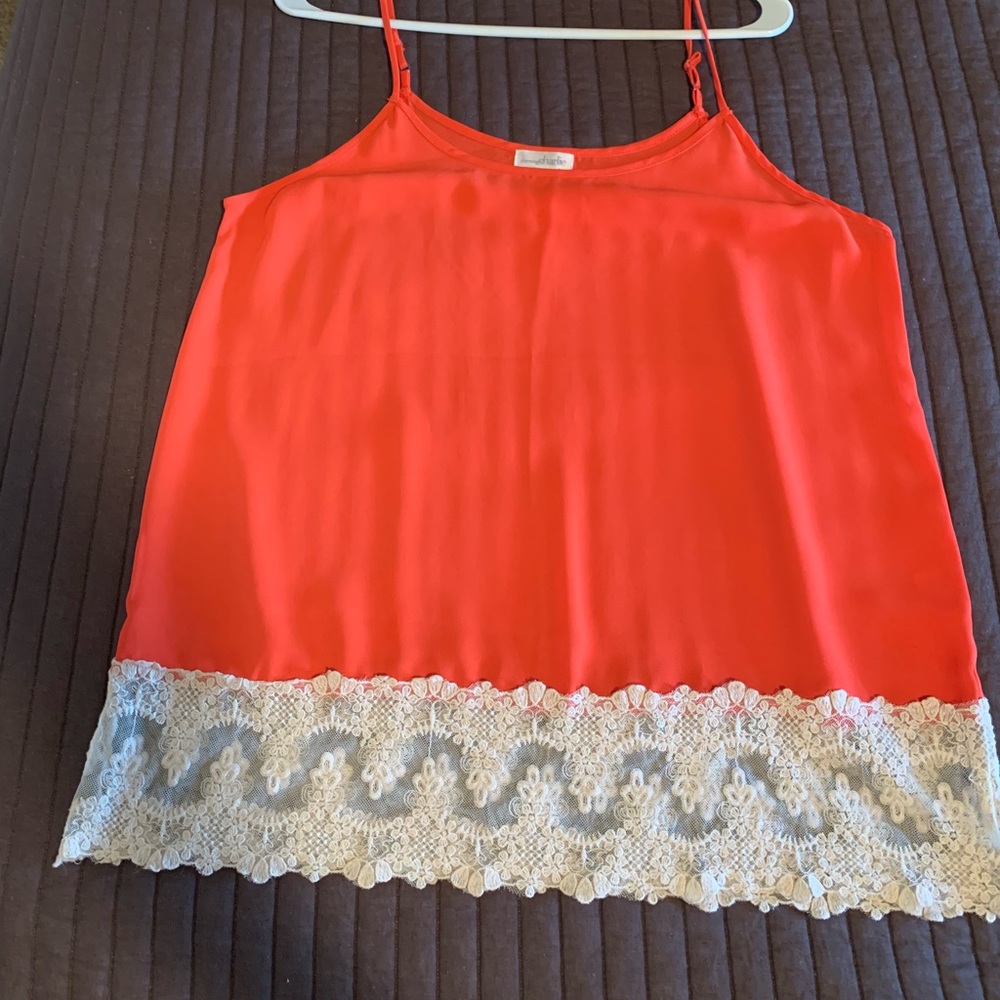 Orange tank with lace detail